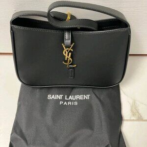 Saint Laurent YSL Black Leather Hobo Shoulder Bag